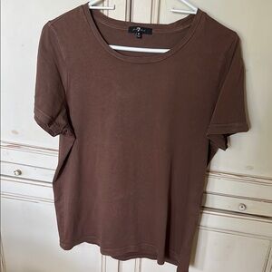 7 For All Mankind Brown Boxy Short Sleeve T-Shirt